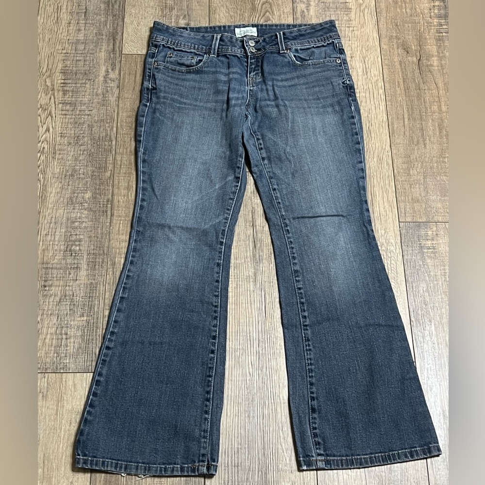 Aeropostale Jeans Womens 7/8 Hailey Skinny Flare Low Rise Blue Denim Pants